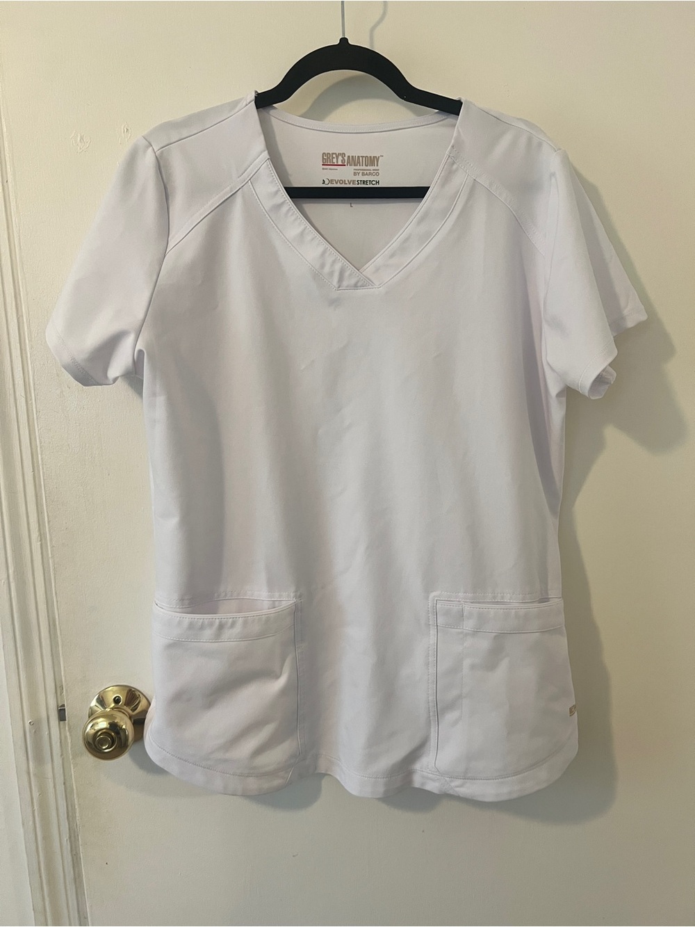 Grey's Anatomy Women's White V-Neck Medical Scrub Top